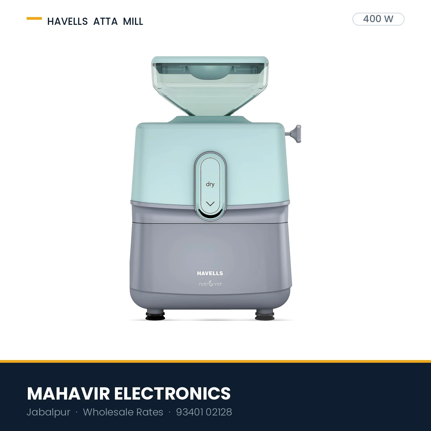 Havells NutriGrind Stone Atta Mill 400W Wet & Dry Grinder