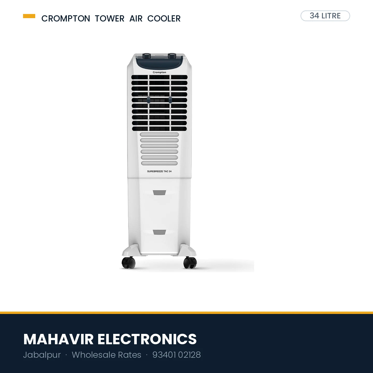 Crompton SureBreeze TAC 34 Litre Tower Air Cooler