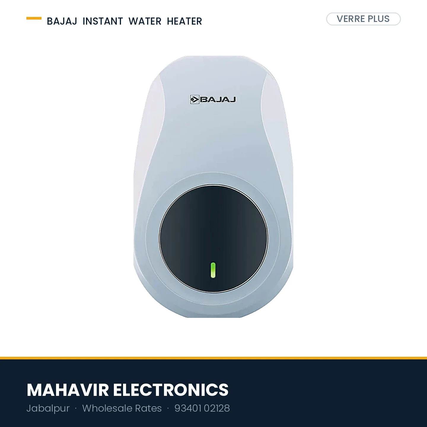 Bajaj Shield Series Verre Plus 5L 3kW Instant Water Heater