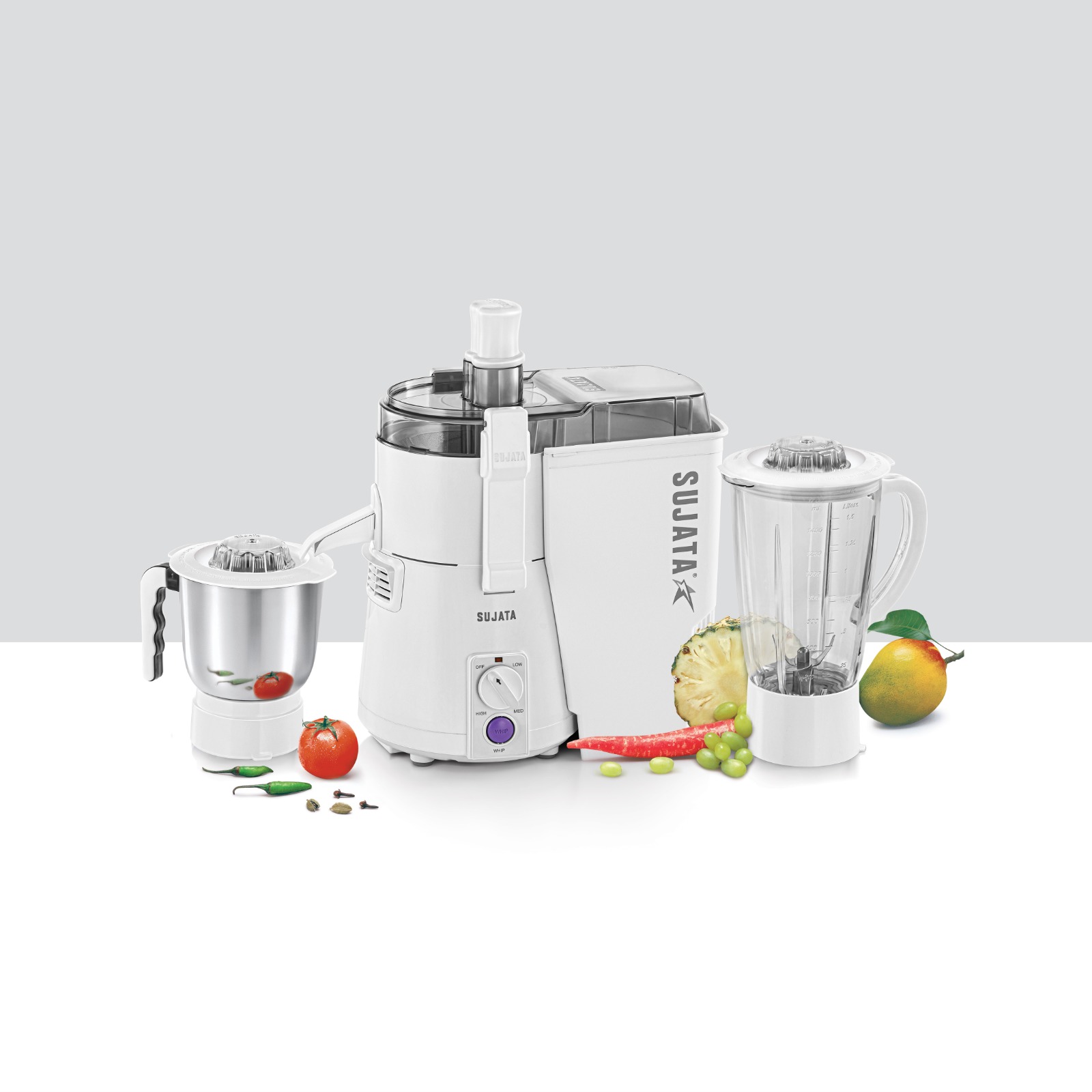 Sujata Powermatic Plus 900W Juicer Mixer Grinder (Juicer + 2 Jars)