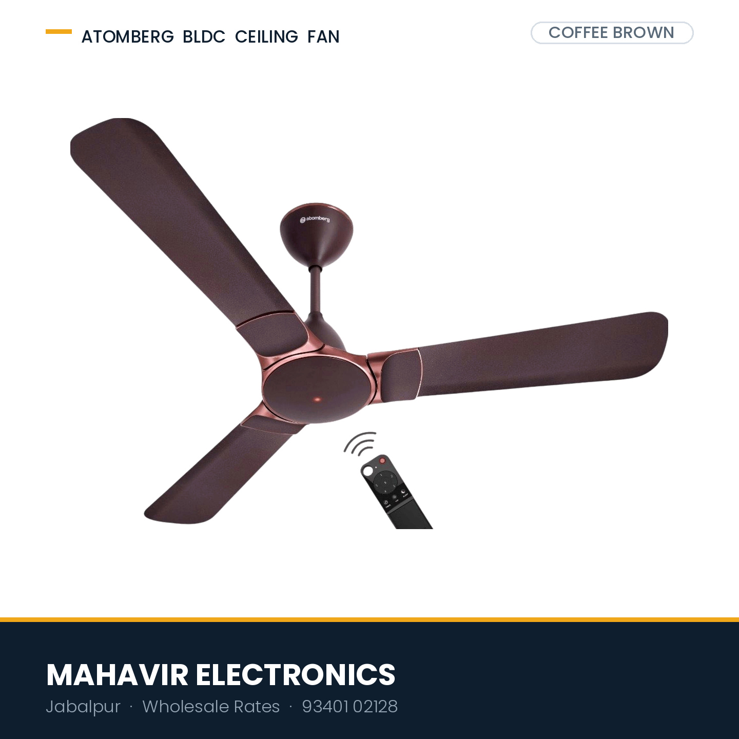 Atomberg Erica Nuvo 1200mm BLDC Ceiling Fan with Remote | 5 Star | High Air Delivery | Low Noise | LED Speed Indicator